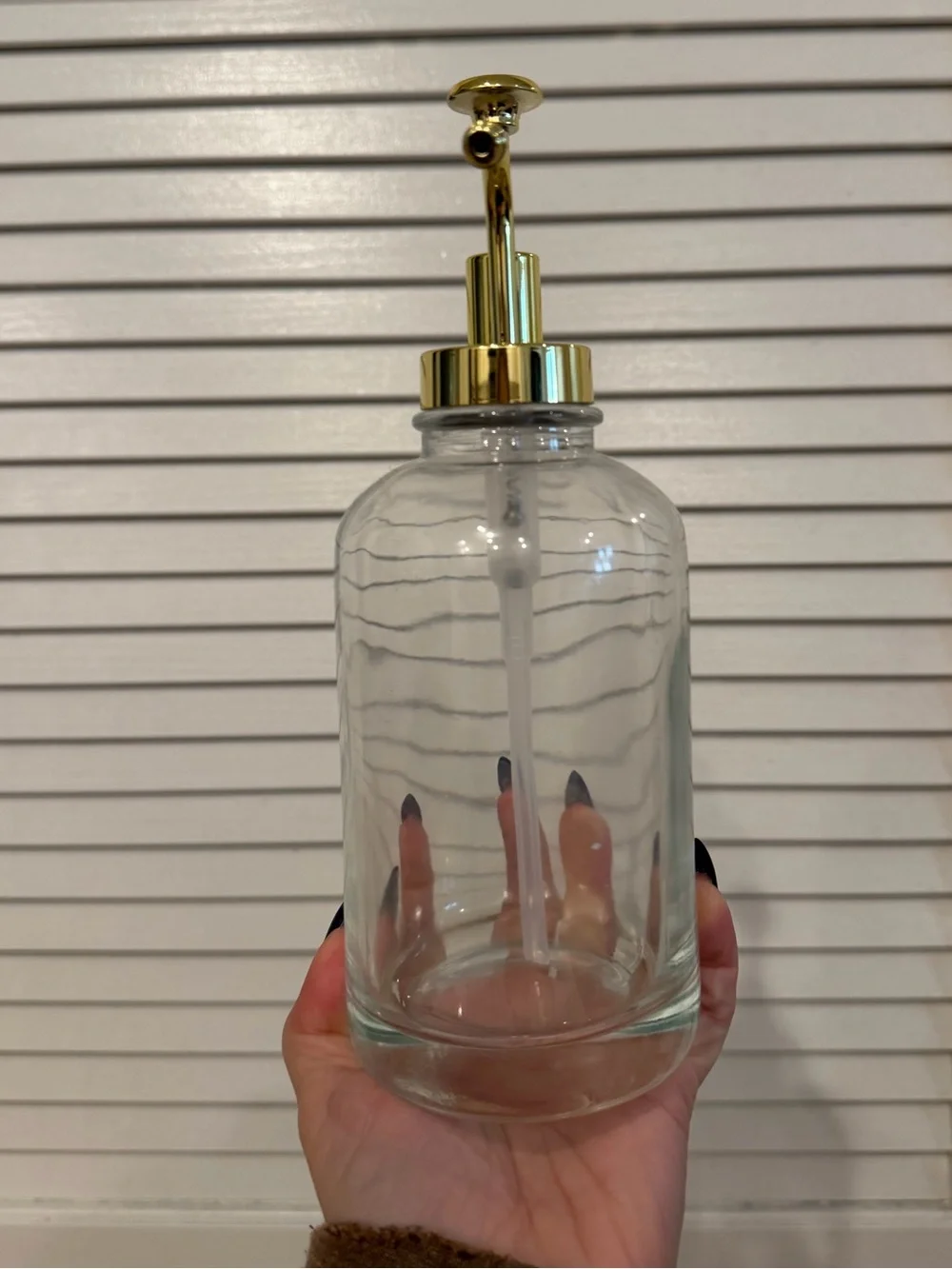 NWOT Glass Soap or Syrup Dispenser with Gold Pump - Clear